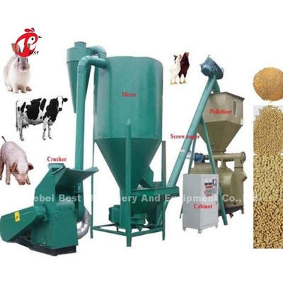 Mesin Hammer Feed Mill Dengan Crusher Dan Mixer Untuk Peternakan Unggas 220V 6KW Ada